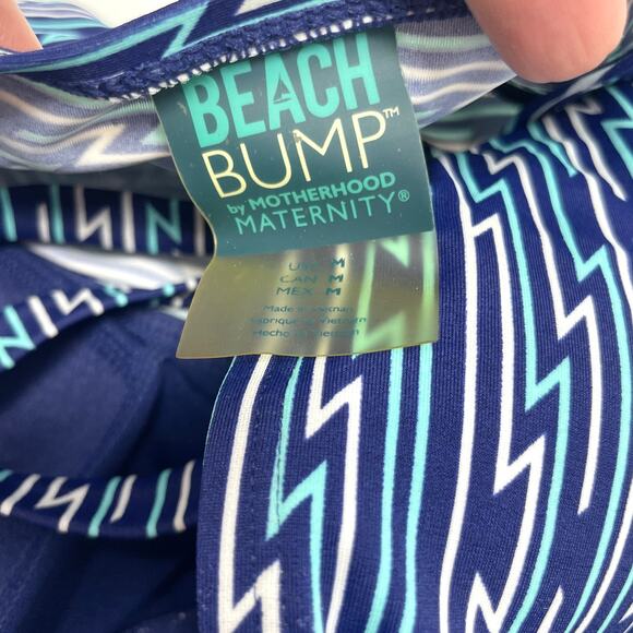 Motherhood Maternity Beach Bump Tankini Bikini Set Blue Aztec Print Size Medium - Picture 10 of 11